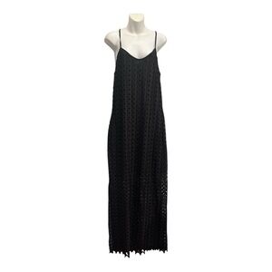 Boston Proper Elegant Black Lace overlay maxi Dress. Size large